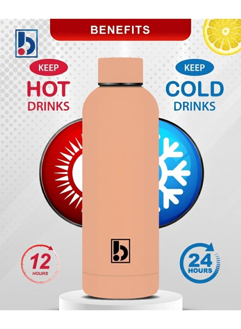 Water Bottle Stainless Steel, Drinking Thermos Double Wall Insulated Water Bottles for Hot and Cold Water Kids School Hydro Flask Water Bottle for Gym Office Water Bottle (Flora Pink) - Image 3